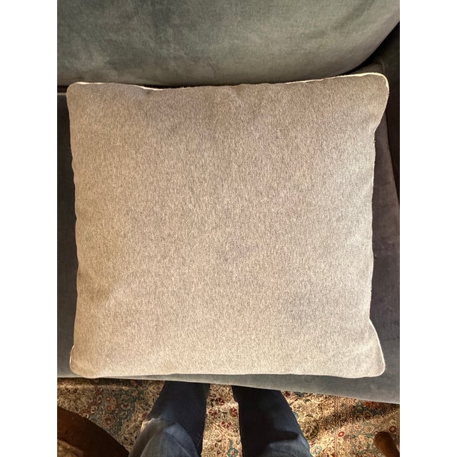 Contemporary Gray With White Border Mohair Pillow New Insert For Sale - Image 3 of 5