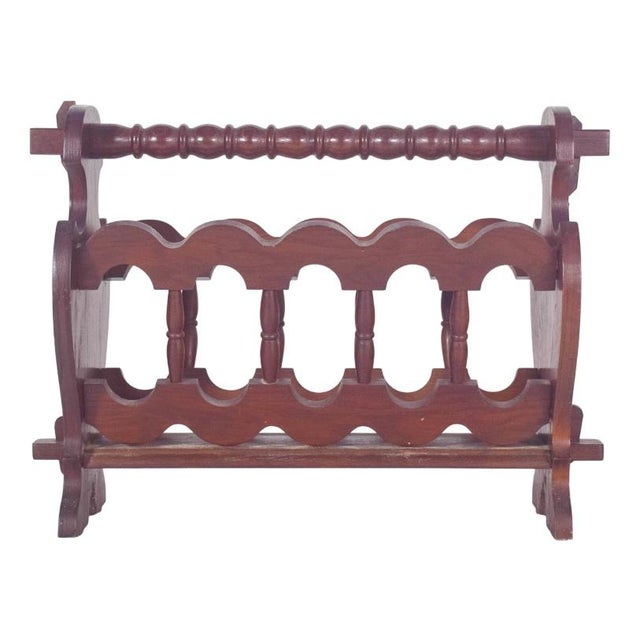 Wood Antique Rustic Oak Magazine Rack, 1890s For Sale - Image 7 of 7