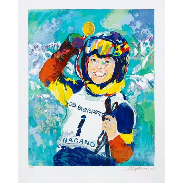 Leroy Neiman Leroy Neiman "Nagano Special Olympics" Impressionist Style Hand Signed Winter Sport Serigraph For Sale - Image 4 of 4