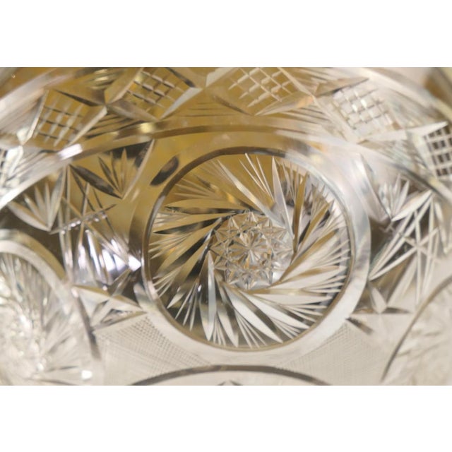 Large Art Deco Brass Ceiling Lamp with Hand-Cut Lead Crystal Shade, Austria, 1920s For Sale - Image 9 of 12