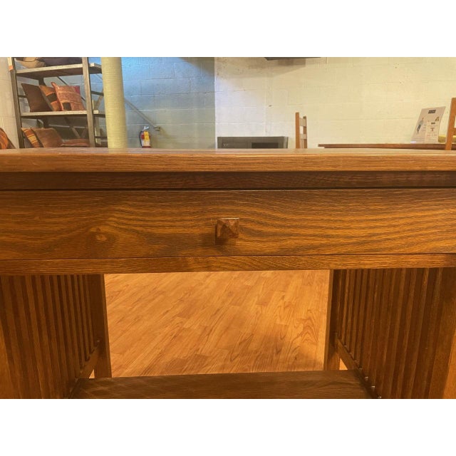 Wood Mission / Arts and Crafts Solid Oak Writing Desk - 36 Inch - Micheal Cherry For Sale - Image 7 of 13