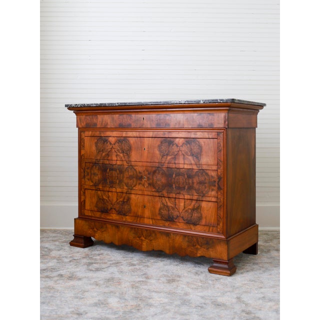 French Provincial 19th C Louis Philippe Burlwood Commode For Sale - Image 3 of 14