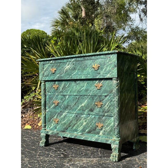Stone Antique Faux Marble Painted Chest of Drawers For Sale - Image 7 of 8