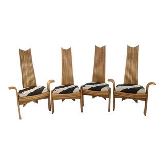 Mid Century Modern Vintage Rattan Dining Chairs - Set of 4 For Sale