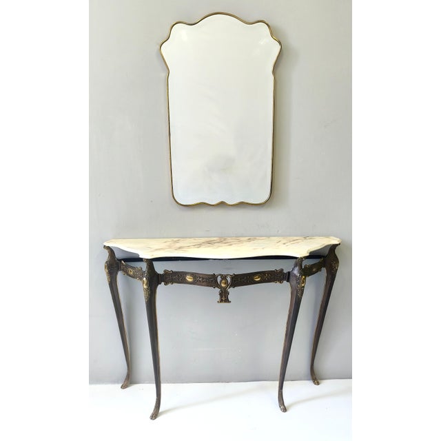 Mid-Century Modern Mid-Century Bronze Console Table with Portuguese Pink Marble Top, 1960s For Sale - Image 3 of 13