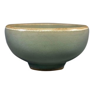 Vintage Chinese Longquan Pale Celadon Bowl With Unglazed Rim For Sale