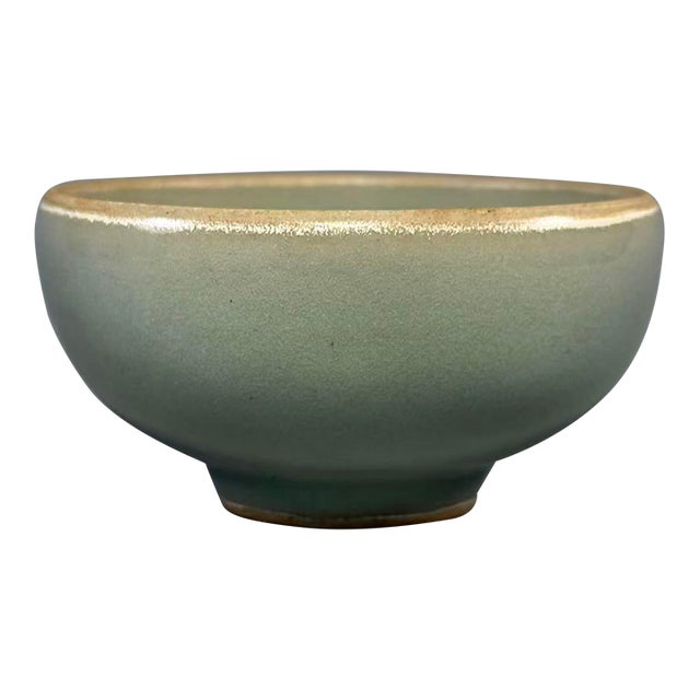 Vintage Chinese Longquan Pale Celadon Bowl With Unglazed Rim For Sale