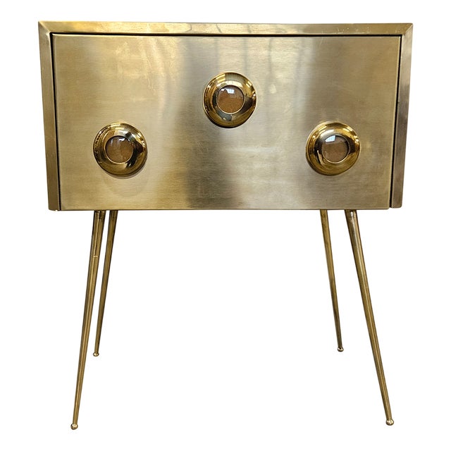 Brass & Wood Console, 1980s For Sale