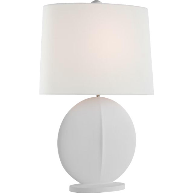 Modern AERIN by Visual Comfort Signature Mariza Medium Table Lamp in White with Linen Shade For Sale - Image 3 of 3