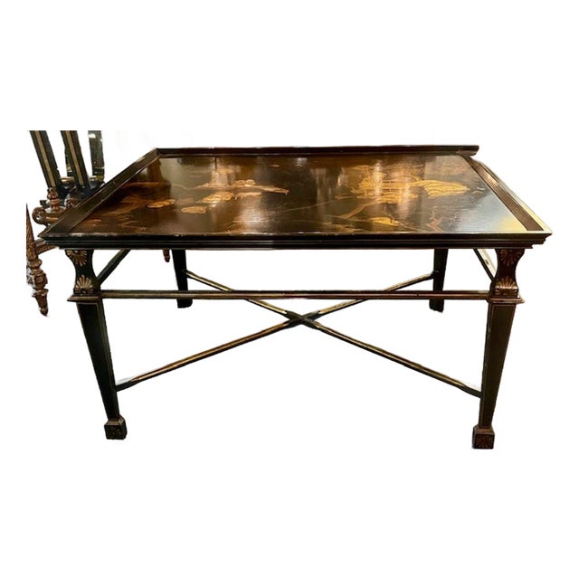 Vintage English Chinoiserie Lacquered Coffee Table For Sale