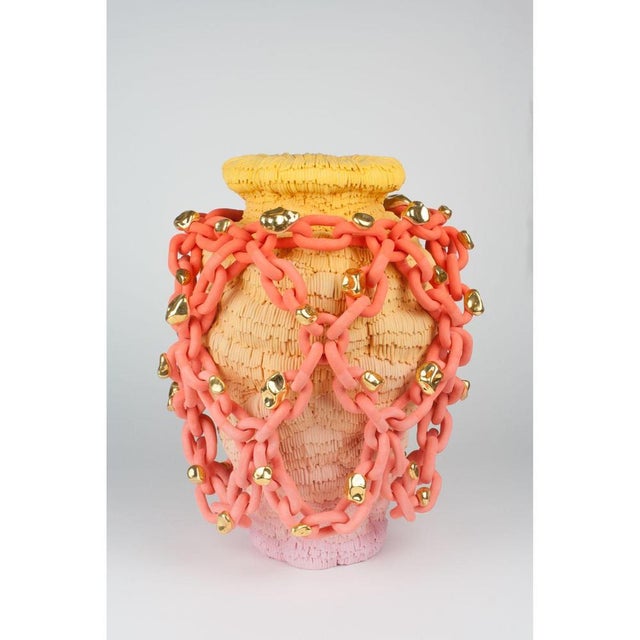 Meh by Mathieu Frossard Dated and Signed by the Artist Dimensions: 34 x 22 x 22 cm Materials: Earthenware, Glaze, Gold...