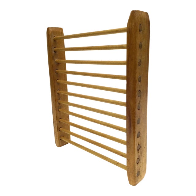 Antique Folk-Art Wooden Dowel Trivet Tray For Sale