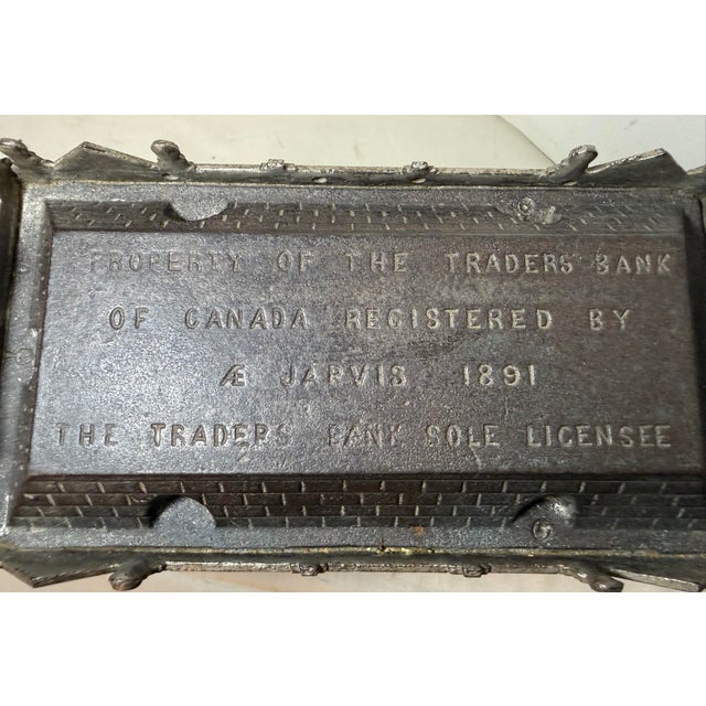Rare Complete Big Antique Jarvis 1891 Traders Bank Toronto Cast Iron Still Bank For Sale - Image 9 of 18