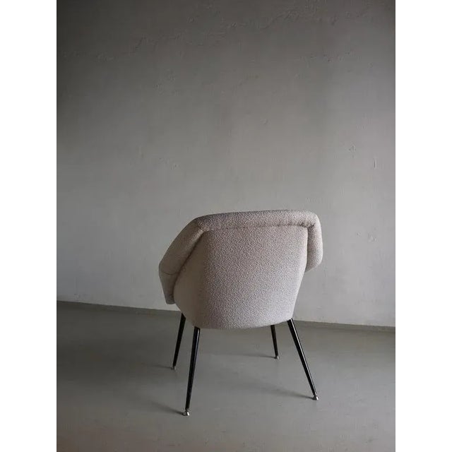 Gray Boucle Shell Armchair, Germany, 1960s For Sale - Image 4 of 9