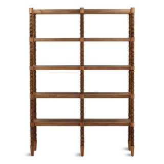 Carved Spindle Wood Bookcase For Sale
