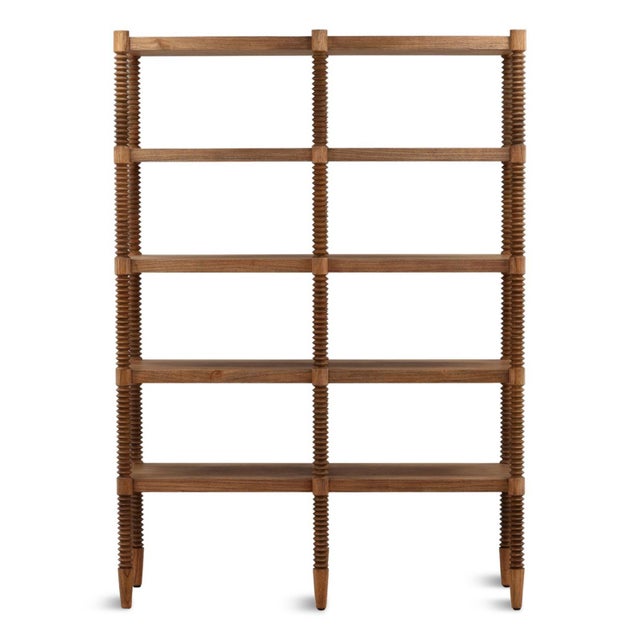 Carved Spindle Wood Bookcase For Sale