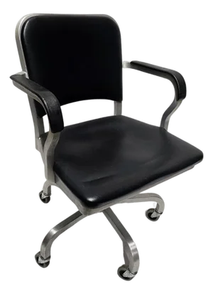 Emeco Navy Officers Swivel Amrchair in Black Leather