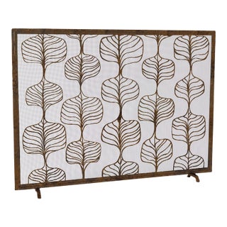Tobacco Fig Leaf Fireplace Screen Iron For Sale