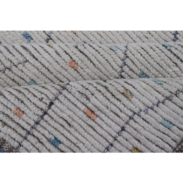 Modern Tribal Rug in Wool With Sub-Geometric Design in Blue, Ivory, Multi Colors For Sale - Image 11 of 12