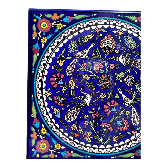 Decorative Wall Tile – Armenian/Ottoman Style Hand-Painted Ceramic For Sale