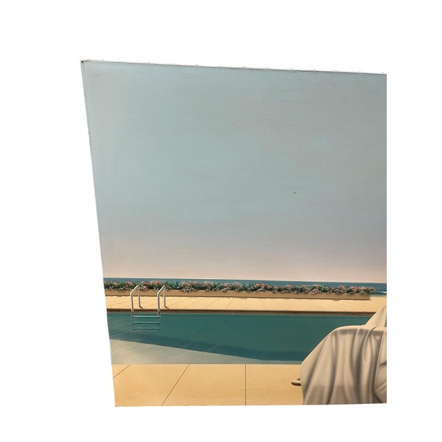 1980s Pierre Coulon, Poolside Composition, 1982, Oil on Canvas For Sale - Image 5 of 10