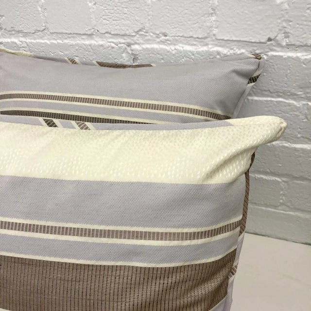 DWM | MALOOS Throw Pillows, Lavender Striped Pattern Pillows- as a Pair For Sale - Image 4 of 6