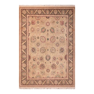 Elegant Floral 1990's Pak-Persian Beige/Black Wool Rug - 8'0'' X 11'1'' For Sale
