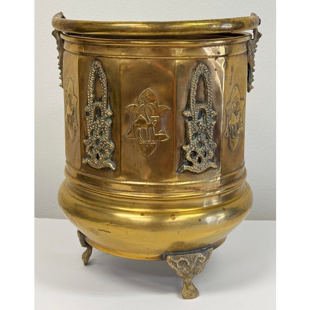 Antique Moroccan Footed Brass Cachepot With Camel Motif For Sale - Image 4 of 8