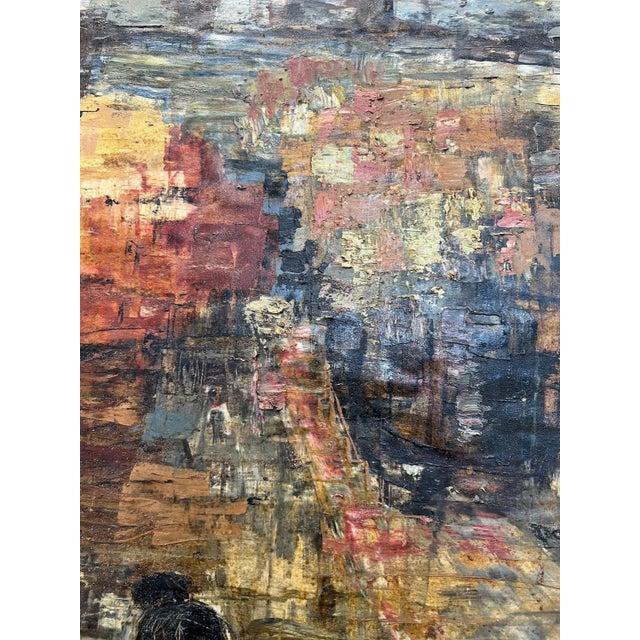 1920s M. Osmont, Animated Landscape at the End of the Day, Oil on Paper Mounted on Panel, 1920s, Framed For Sale - Image 5 of 12