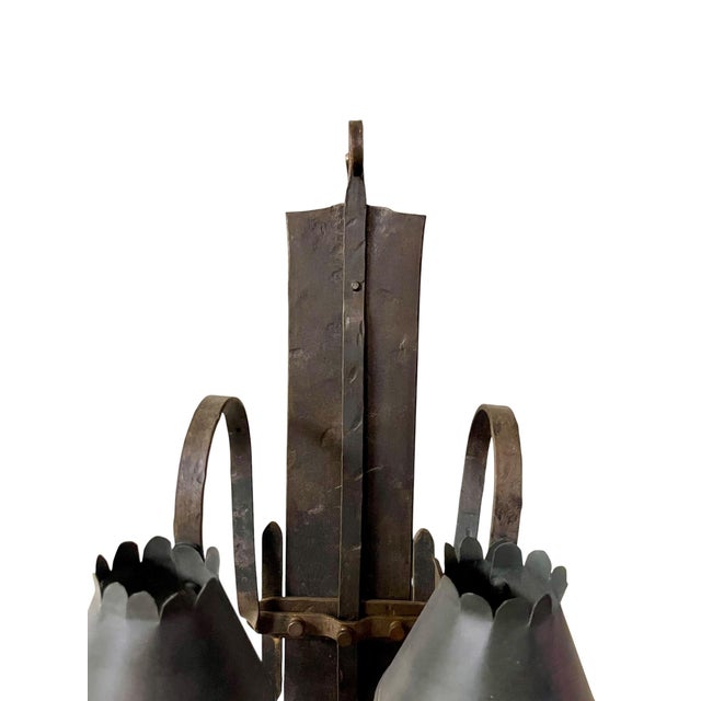 Mid 20th Century Mid 20th Century Brutalist Hand Forged Iron and Pewter Wall Sconce For Sale - Image 5 of 18