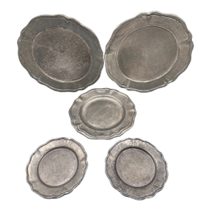 Antique Gemetal Old Tavern Pewter Plate Collection 5pc Set