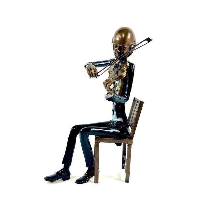 Ruiz "First Violin" Limited Edition Polychrome Bronze Musician Sculpture (25/80) For Sale - Image 4 of 7