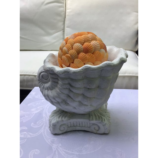 Gorgeous, Generous Planter for Porch or Garden in SeaShell Motif Made of Fibrestone….a mixture of sand and stone to give...