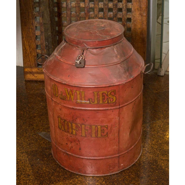 Traditional 1850 Dutch Red Tole Painted Coffee Tin For Sale - Image 3 of 6