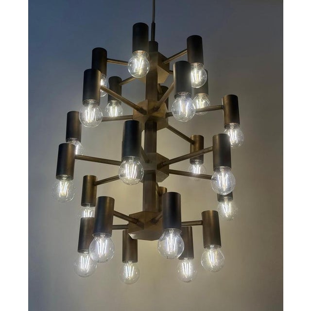 Mid-Century Brass 24-Light Chandelier attributed to Gotthold Schönwandt, Germany, 1960s For Sale - Image 4 of 18