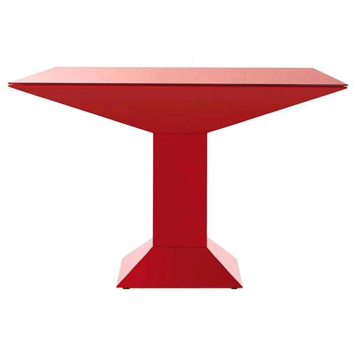 Metal Mettsass Table in Red Metal and Glass by Ettore Sottsass For Sale - Image 7 of 7