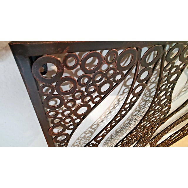 Neiman Marcus Set of Two Laser-Cut Wave & Circle Metal Large Wall Panels For Sale - Image 4 of 6