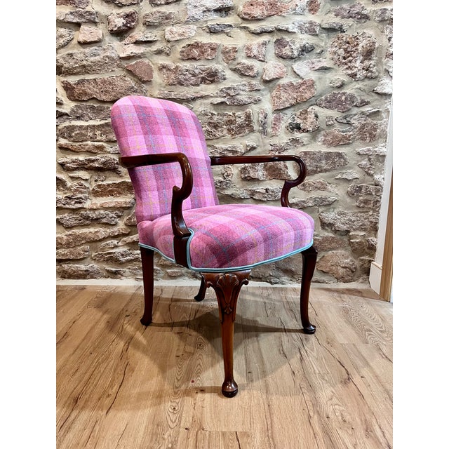 Rococo 1980s Pair of Rococo Style Upholstered Dining Chairs in Harris Tweed For Sale - Image 3 of 12