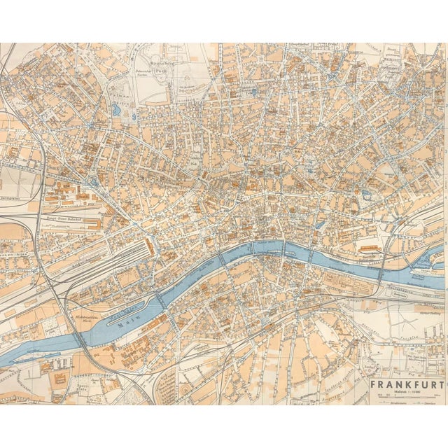 Traditional 1920s Antique Map of Frankfurt Germany For Sale - Image 3 of 3