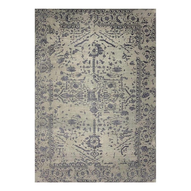 1990s Handwoven Transitional Area Rug 10x14 For Sale