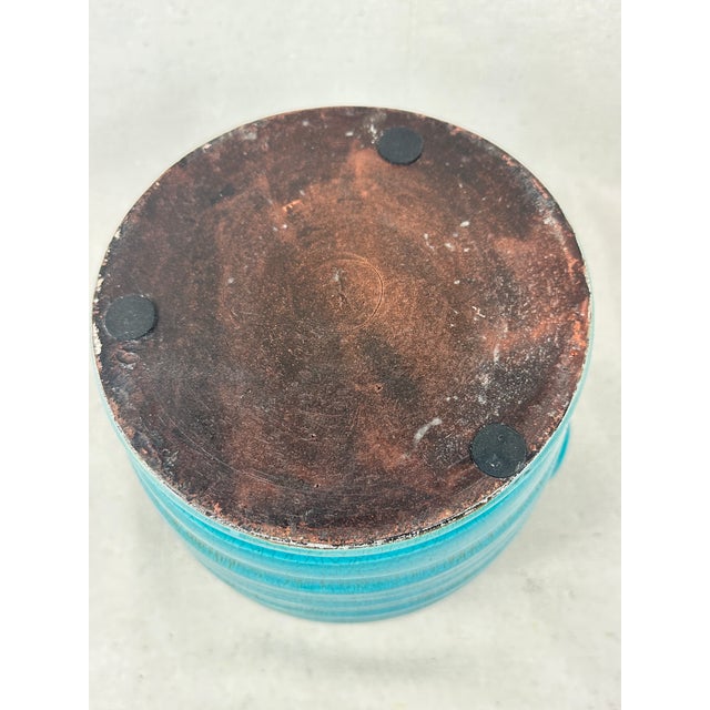 Ceramic Turquoise Ceramic Crock With Handles For Sale - Image 7 of 8