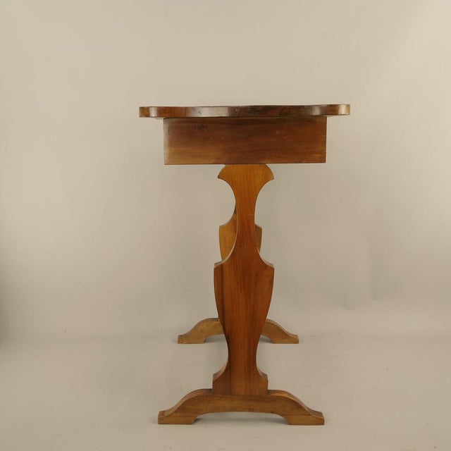 Biedermeier Walnut Side Table with Marquetry, Southern Germany, 1840 For Sale - Image 4 of 11