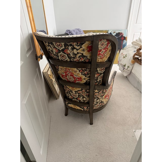 Contemporary Arhaus Portsmouth Collection Wood & Upholstered Armchair For Sale - Image 3 of 3