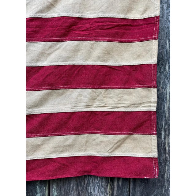 Textile Real Vintage Betsy Ross American Revolutionary Flag 13 Stars Cotton 1976 With Beautiful Naturally Faded Patina and Wear. For Sale - Image 7 of 8