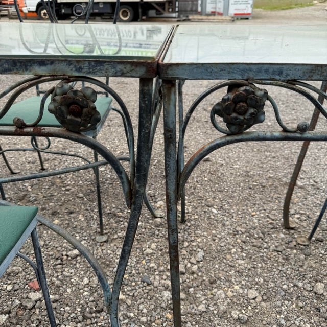 Salterini Massive Salterini Wrought Iron Glass Patio Dining Set For Sale - Image 4 of 11