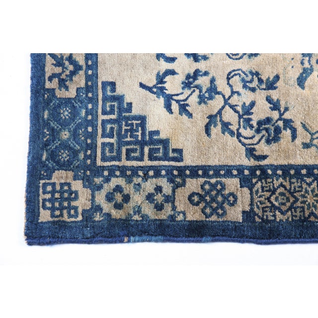 Art Deco Antique Chinese Peking Rug in Indigo & Ivory With Classic Scholar Motifs -2' 1'' X 4' 1'' For Sale - Image 3 of 12