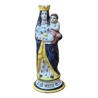 Late 19th Century Saint Mary in Breton Earthenware For Sale