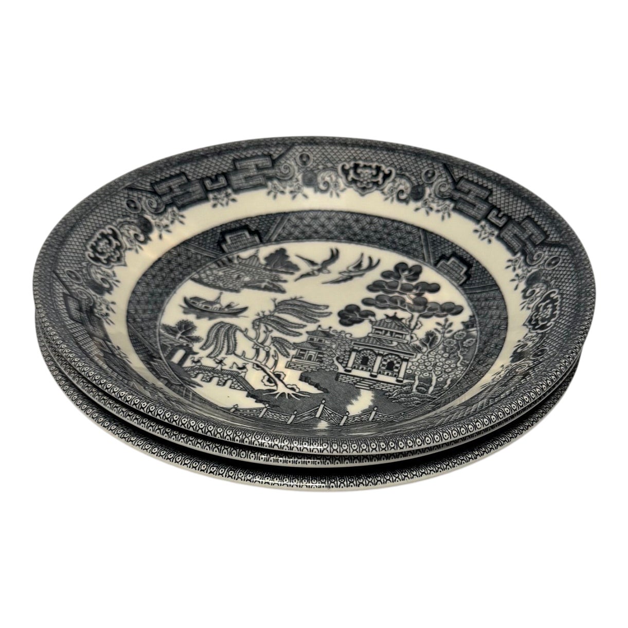 Late 20th Century Churchill “Midnight Willow” Black Transferware Bowls ...