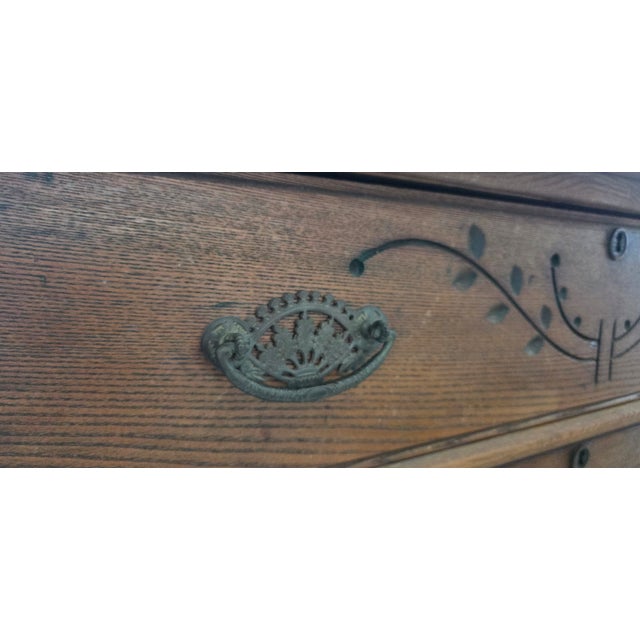 Antique Oak Dresser With Tilting Mirror For Sale In Tampa - Image 6 of 7
