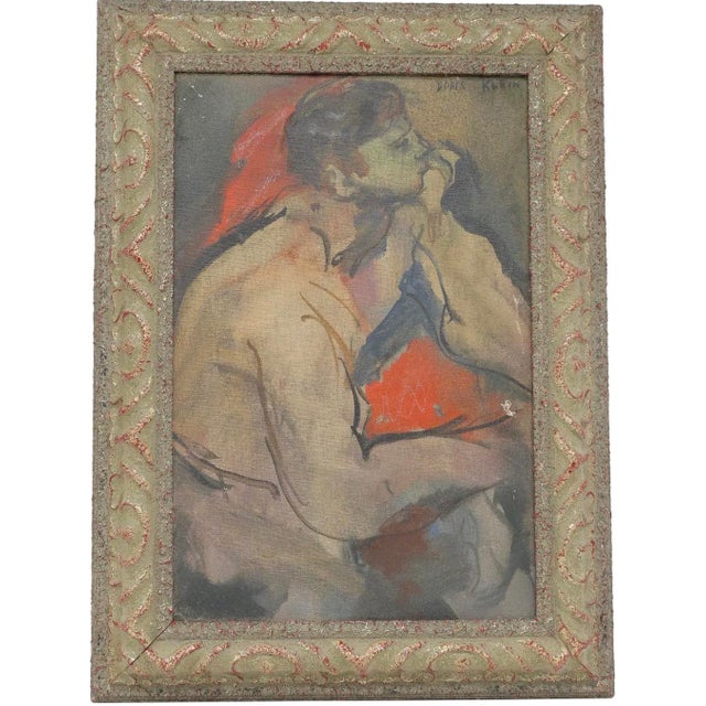 Mid-Century Modern Original Mid Century Modern Figural Oil Painting by Doris Klein New York School For Sale - Image 3 of 10